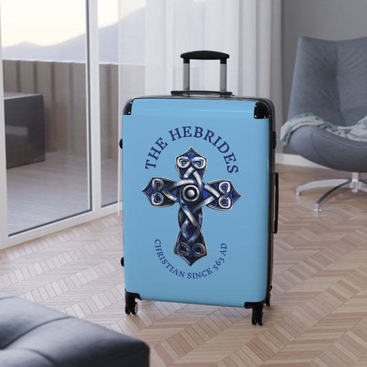 "The Hebrides - Christian Since 563 AD", Suitcases (Sky Blue)