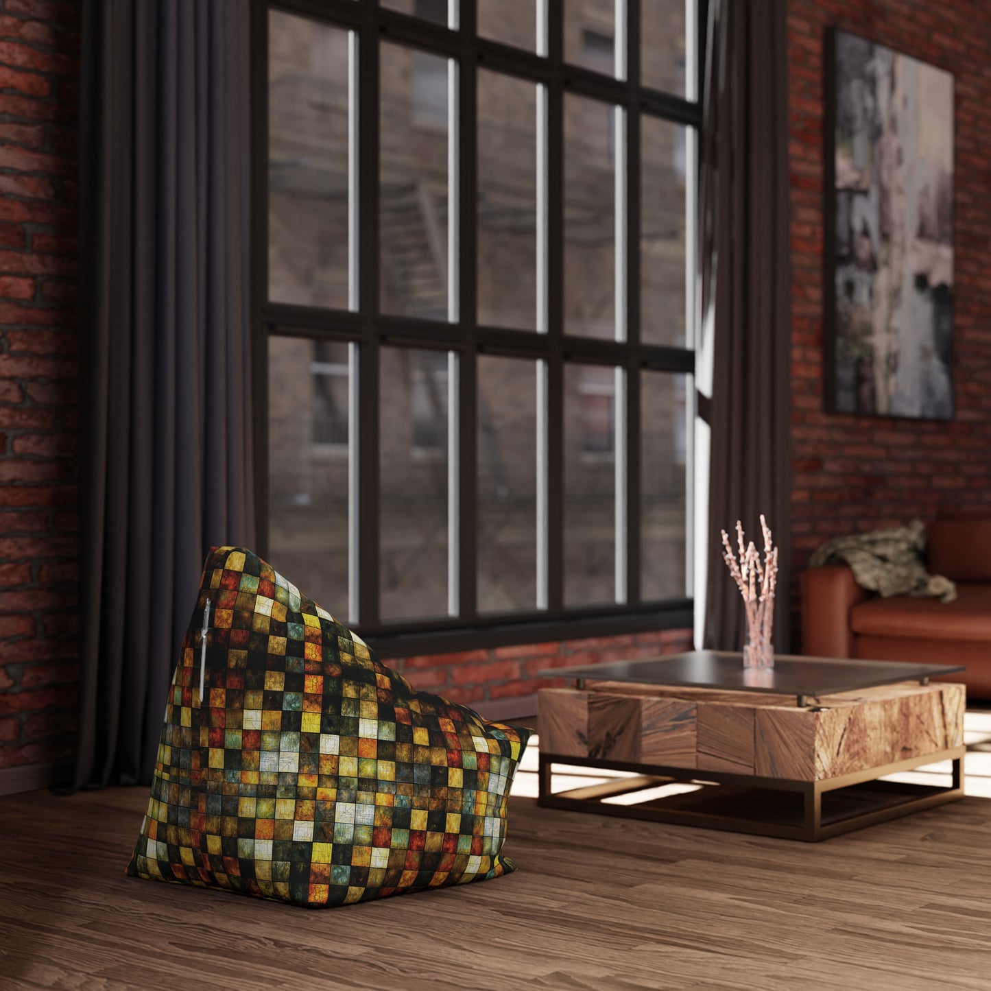 "Wood Block Pattern" #01, Bean Bag Chair Cover