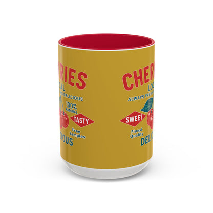 "Delicious Cherries", Colorful Mugs (11oz, 15oz) (Forgelight Gold)