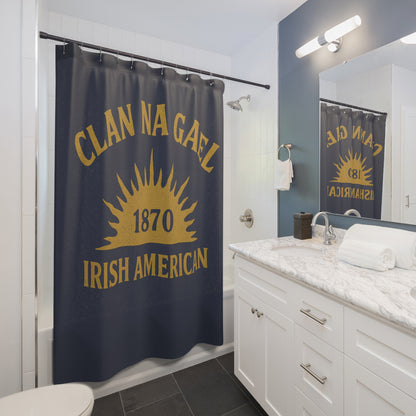"Clan na Gael - Irish American", Shower Curtains (Blue Burka Grey)