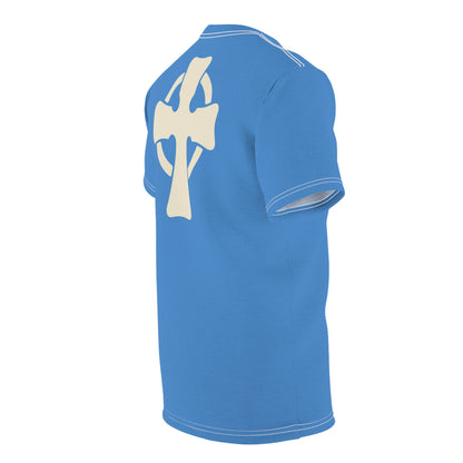 "Retro Jesus", Unisex T-shirt (Pop Cyan-Atlantic)