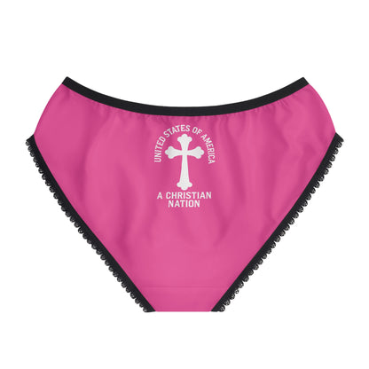 "USA - A Christian Nation" #04, Women's Briefs (Knockout Pink)