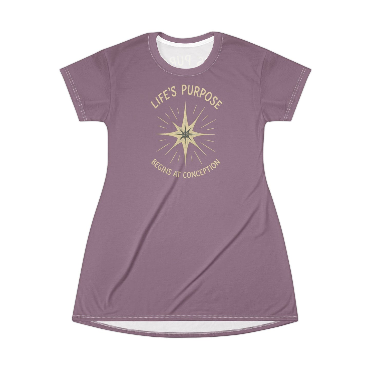 "Life's Purpose Begins at Conception #02", T-Shirt Dress (Mountbatten Mauve)