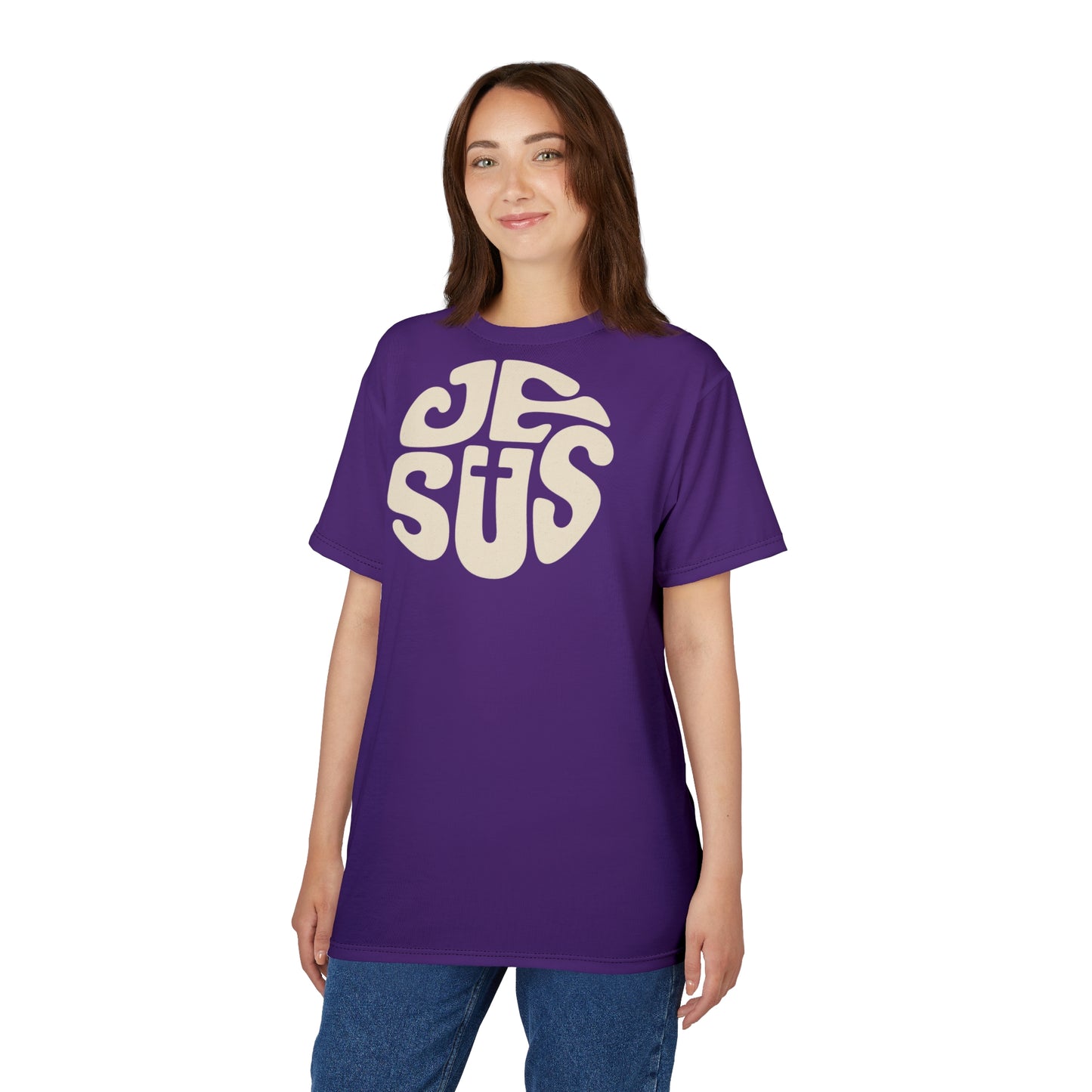 "Retro Jesus", Unisex T-shirt (Spanish Violet)