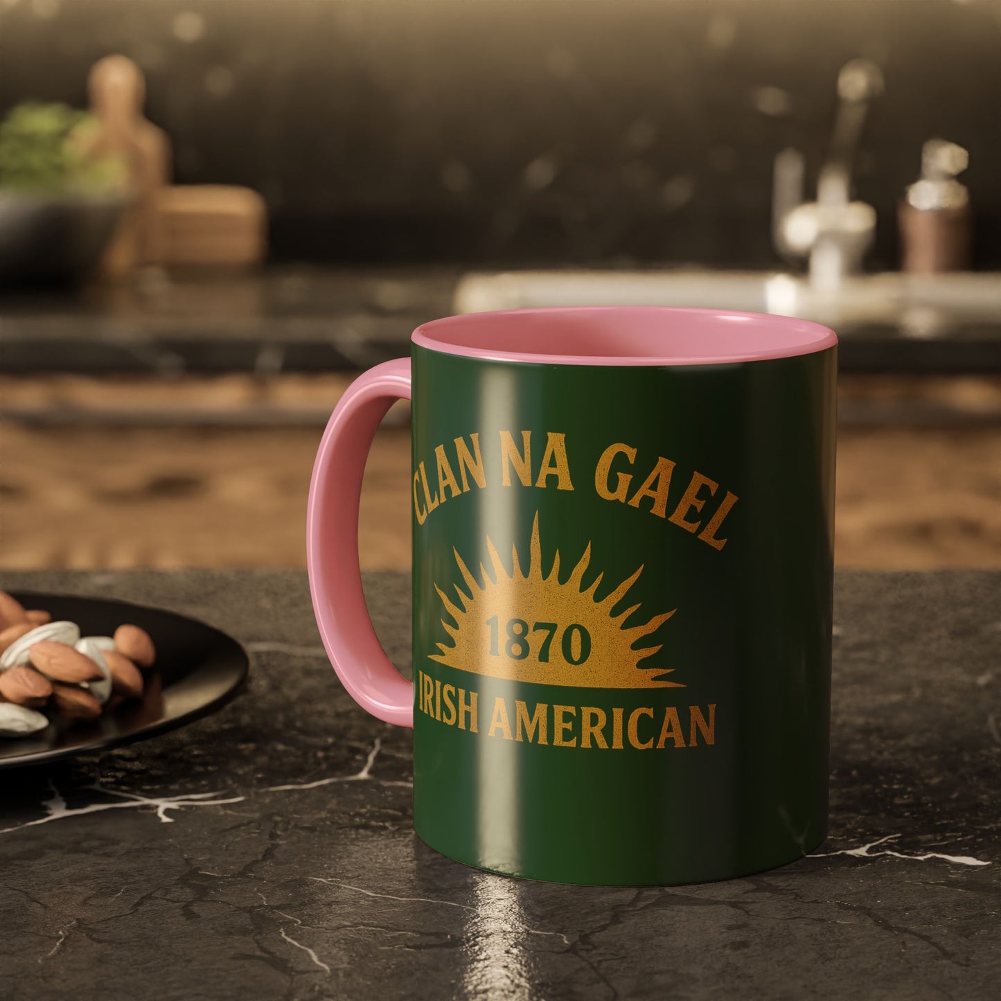 "Clan na Gael - Irish American", Colorful Mugs (11oz, 15oz) (Brithemain Green)