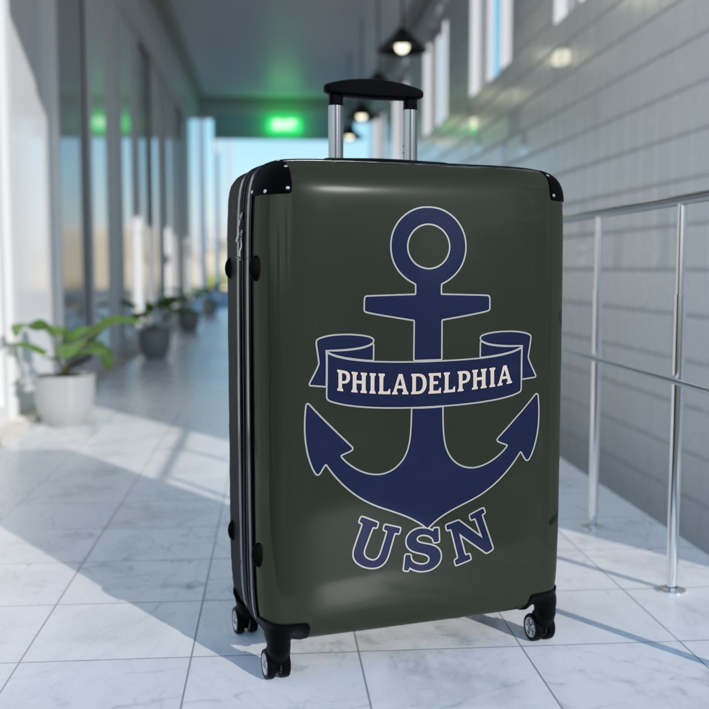 "USN Anchor", Suitcase (Hail Cloud Grey)