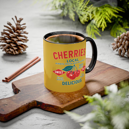 "Delicious Cherries", Colorful Mugs (11oz, 15oz) (Forgelight Gold)