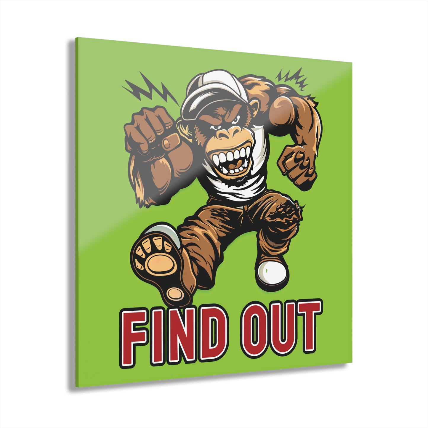 "Find Out", Acrylic Wall Prints (French Cleat Hanging) (Chartreuse Green)