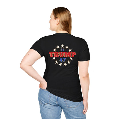 "Trump 45-47 Circle of Stars", Unisex Softstyle T-Shirt