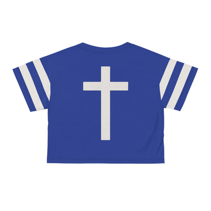 "Faith Overcomes Fear", Crop Tee (Patriot Blue)