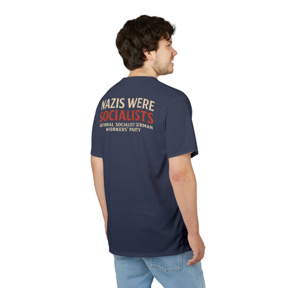 "Nazis were Socialists", Unisex T-shirt (Burka Blue Grey)