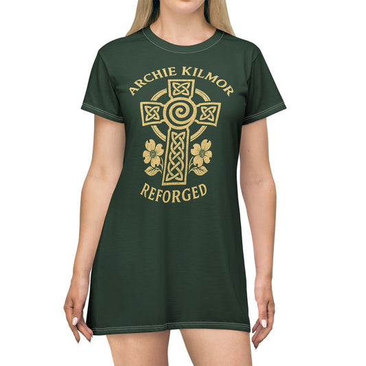 "Archie Kilmor Cross - Reforged" #01, Wearable Art T-Shirt Dress (Monsoon Green)