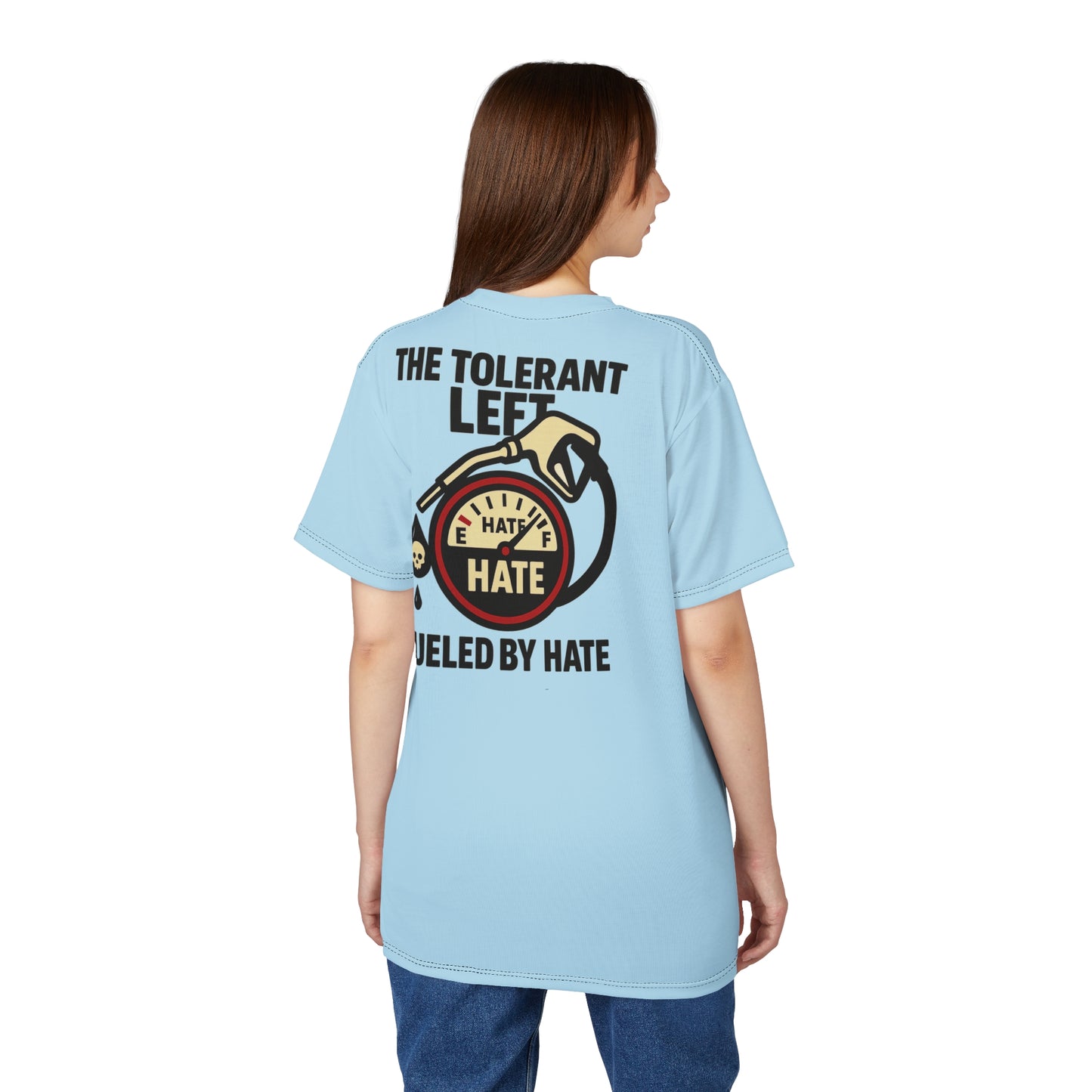 "The Tolerant Left", Unisex T-shirt (Pale Sky)