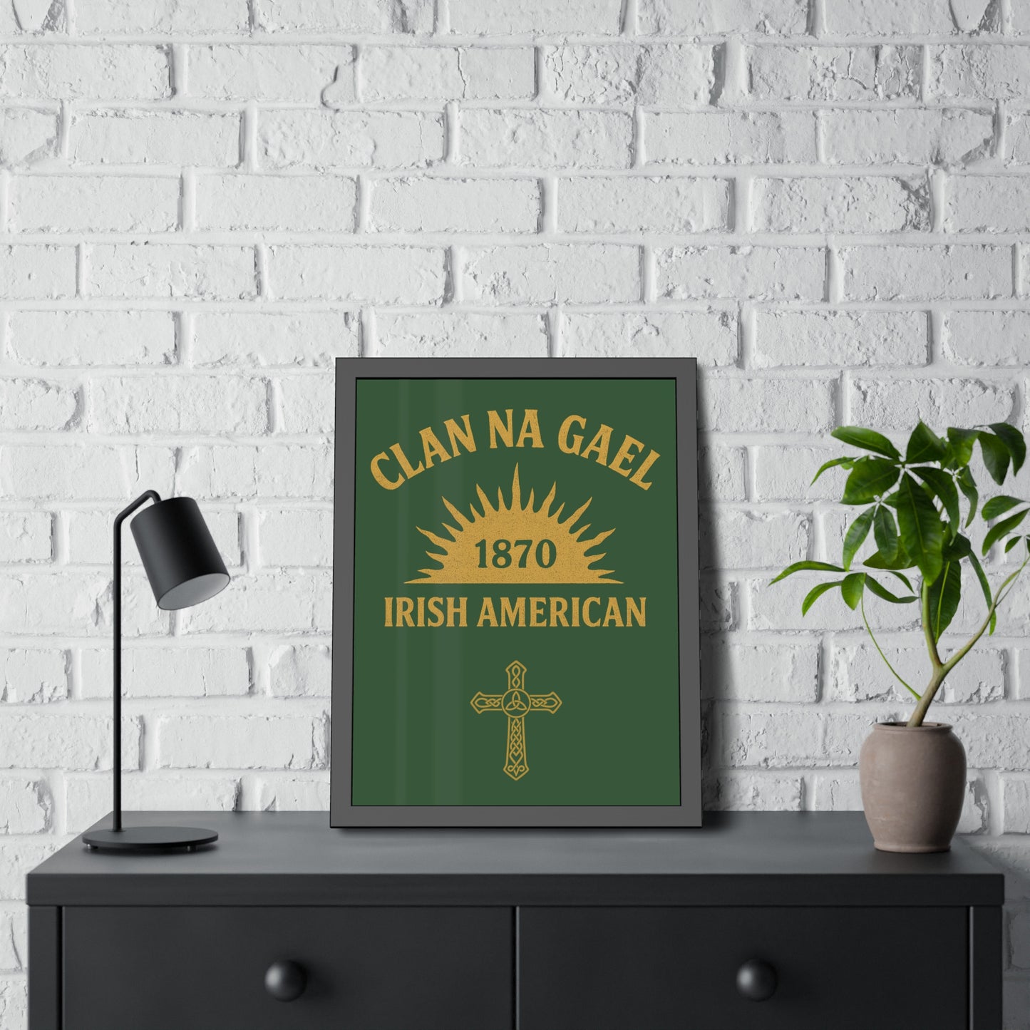 "Clan na Gael - Irish American", Framed Paper Poster (Brithemain Green)