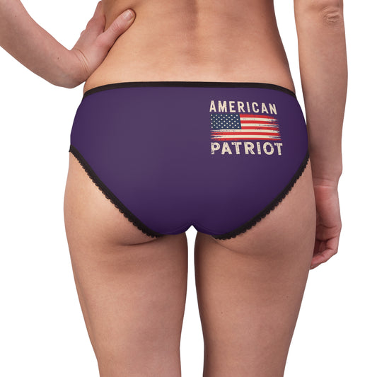 "American Patriot" with Flag #02, Women's Briefs (Quandong Plum)