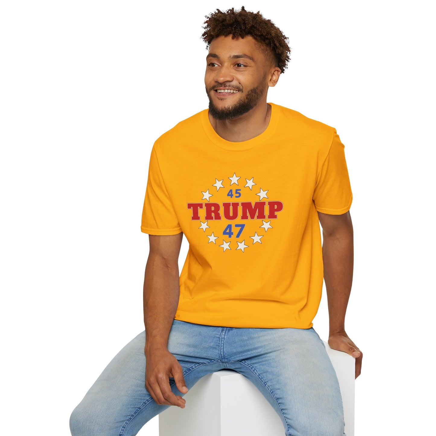 "Trump 45-47 Circle of Stars", Unisex Softstyle T-Shirt
