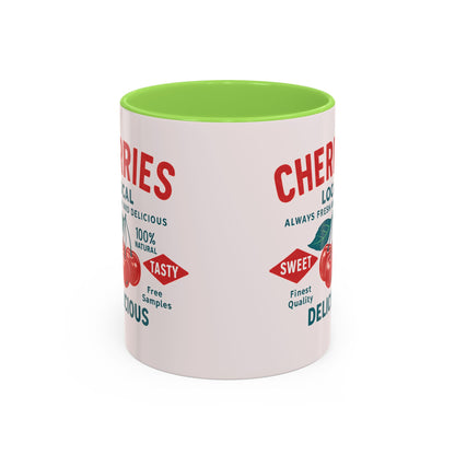 "Delicious Cherries", Colorful Mugs (11oz, 15oz) (Sea Salt Sherbet)