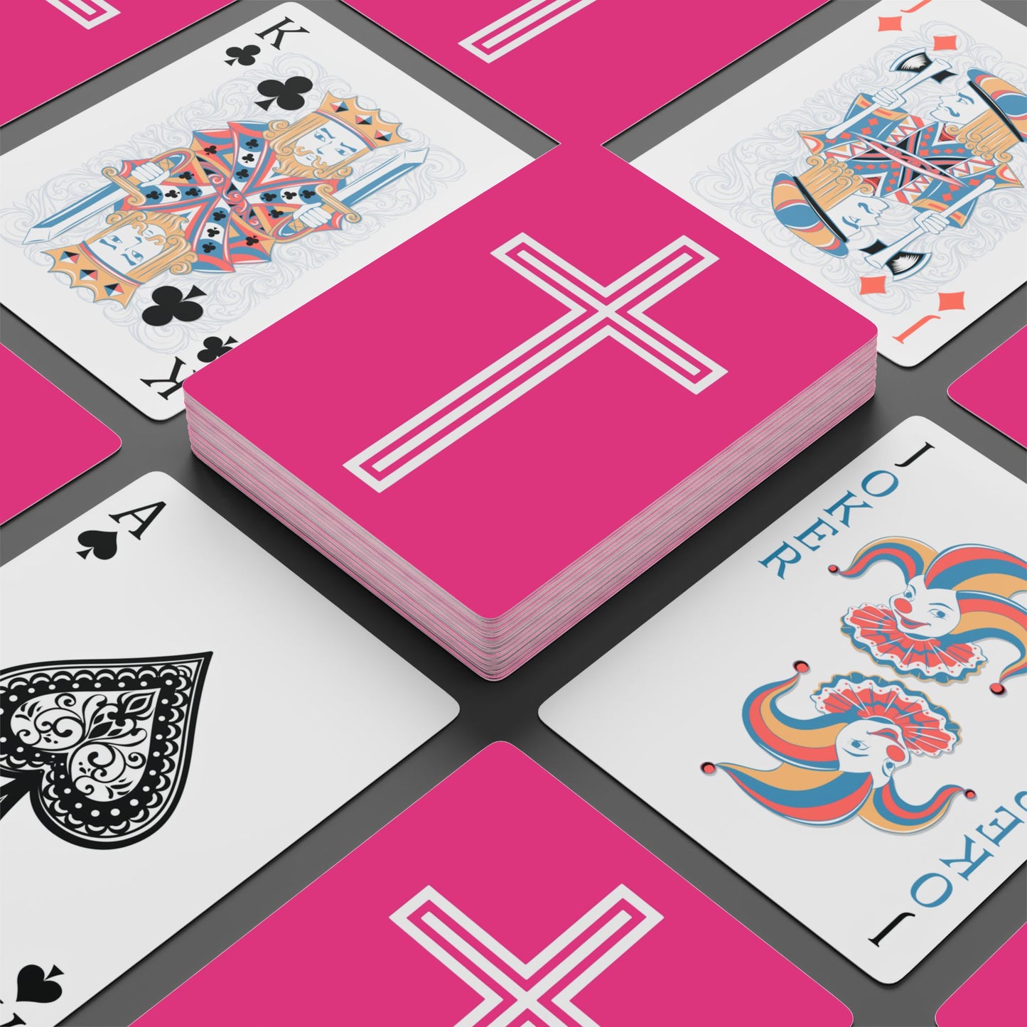 "A Simple Cross", Chrsitian Playing Cards (Knockout Pink)