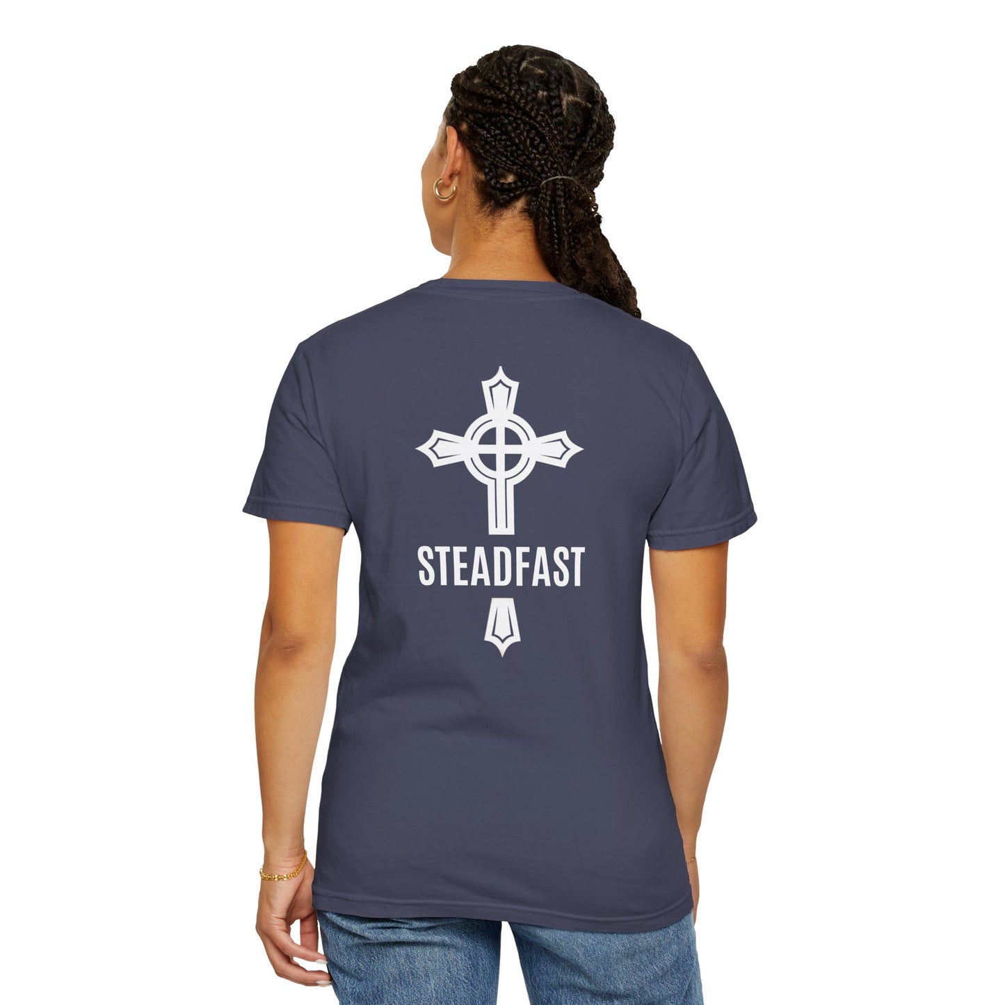 "Steadfast Cross in White", Unisex T-shirt