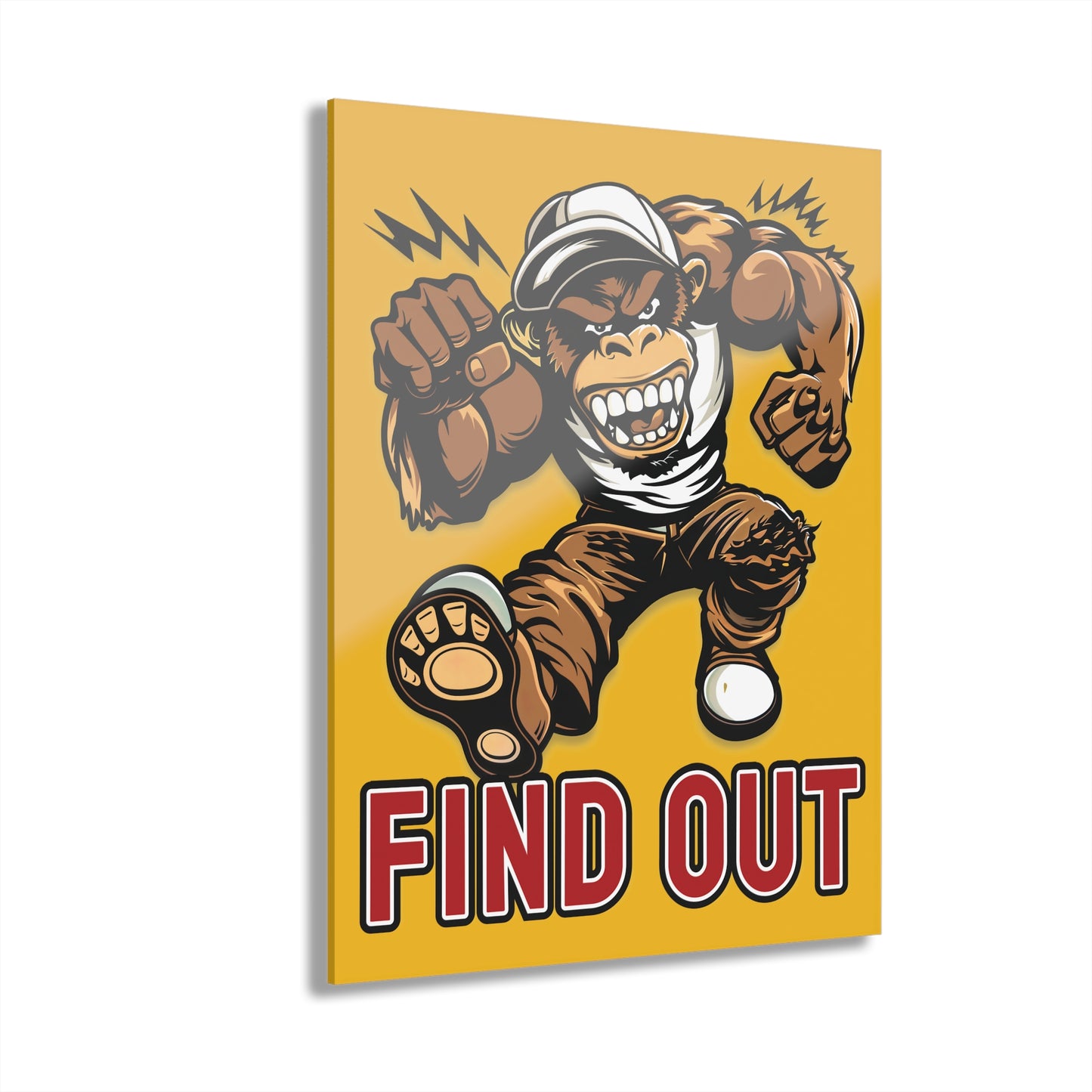 "Find Out", Acrylic Wall Prints (French Cleat Hanging) (Amber Yellow)