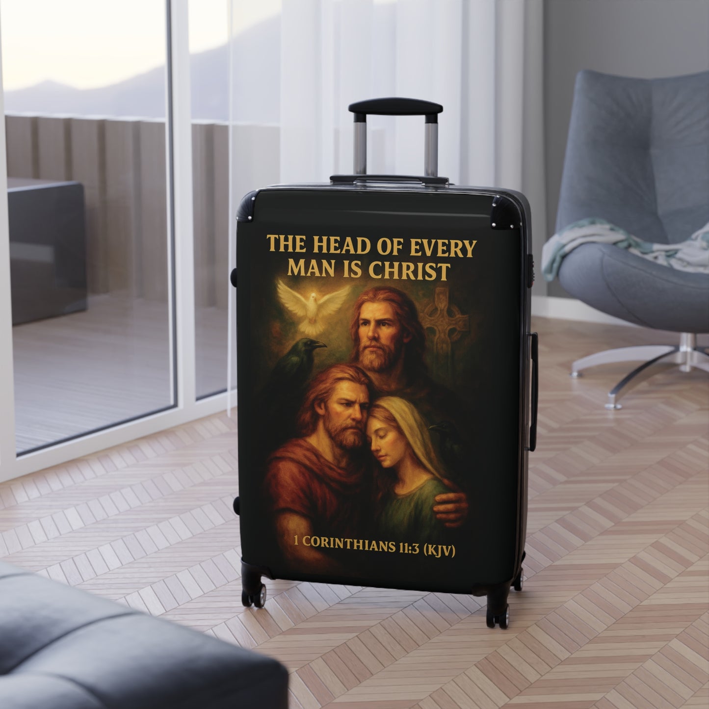 "1 Corinthians 11:3 (KJV), Suitcases (Void Black)