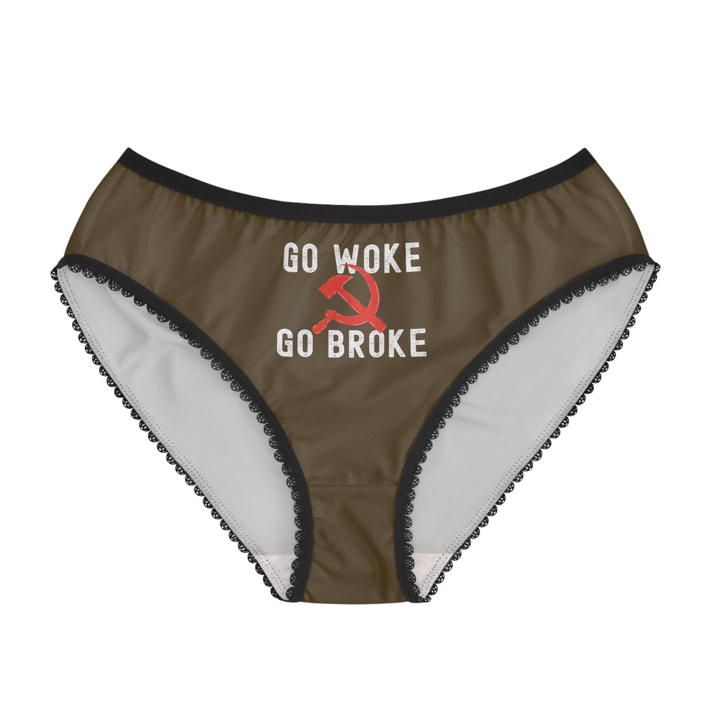 "Go Woke Go Broke (Communist)", Women's Briefs (Cattail Bronze)