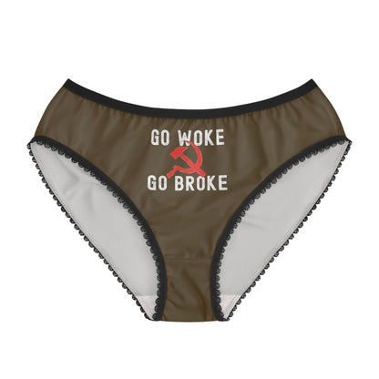 "Go Woke Go Broke (Communist)", Women's Briefs (Cattail Bronze)