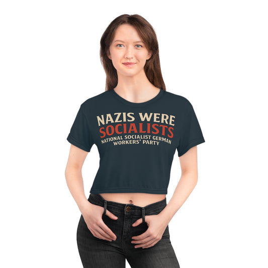 "Nazis were Socialists", Wearable Pattern Art Crop Tee (Blue Whale)