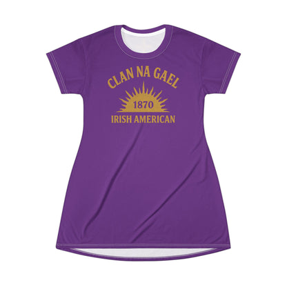 "Clan na Gael - Irish American", T-Shirt Dress (Vesper Violet)