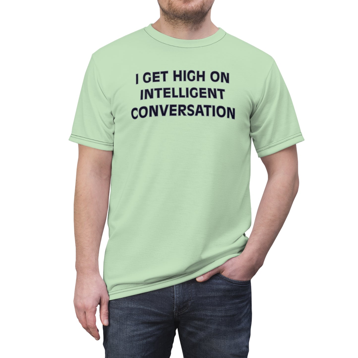 "Intelligent Conversation", Unisex T-shirt (Mint Gloss)