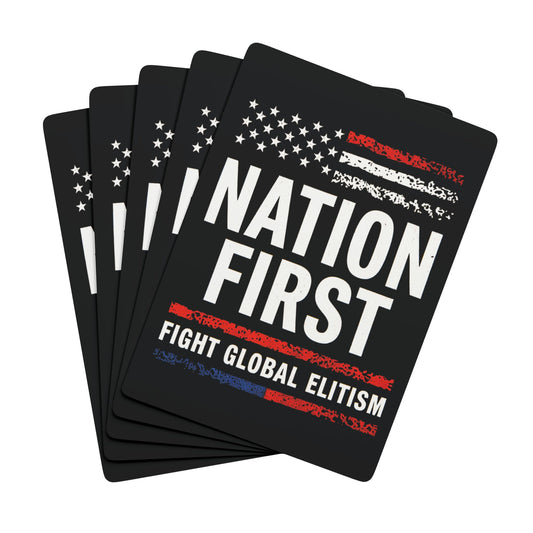"Nation First - Fight Global Elitism", Cultural Playing Cards (70's Black)