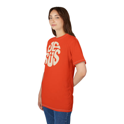 "Retro Jesus", Unisex T-shirt (Orange Flame)