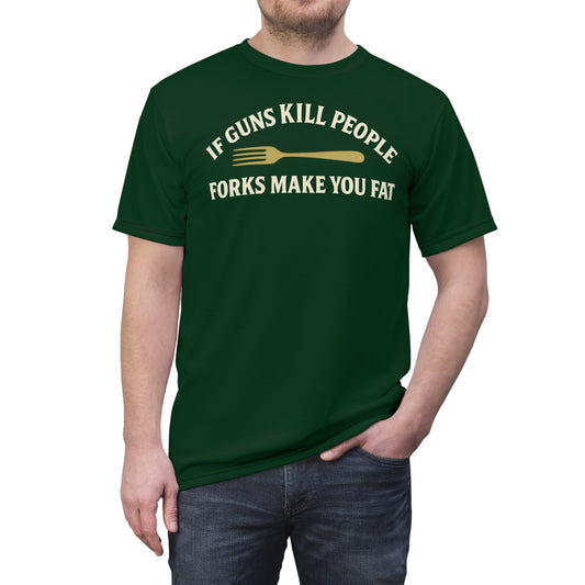 ''Forks Make You Fat", Unisex T-shirt (Monsoon Green)