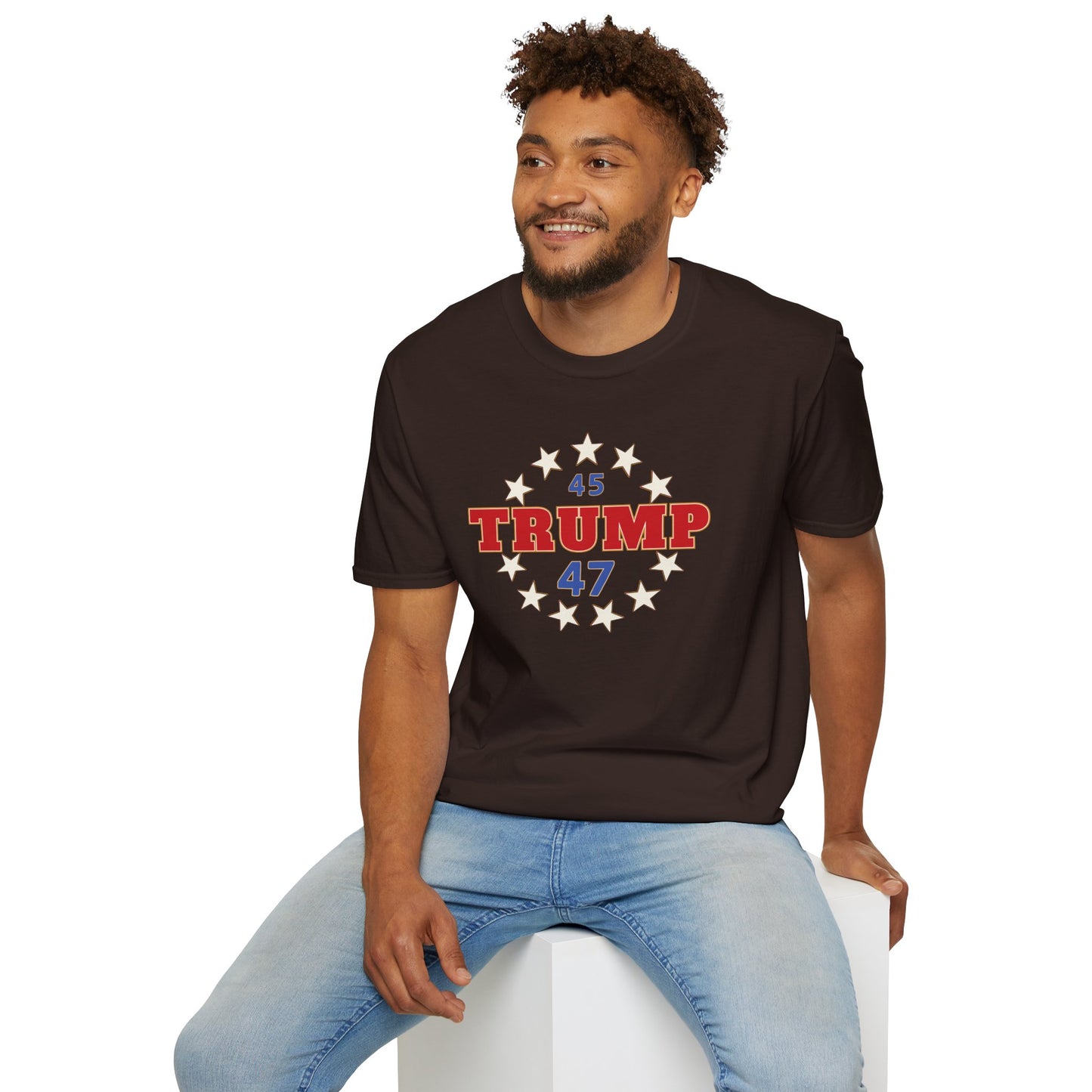 "Trump 45-47 Circle of Stars", Unisex Softstyle T-Shirt