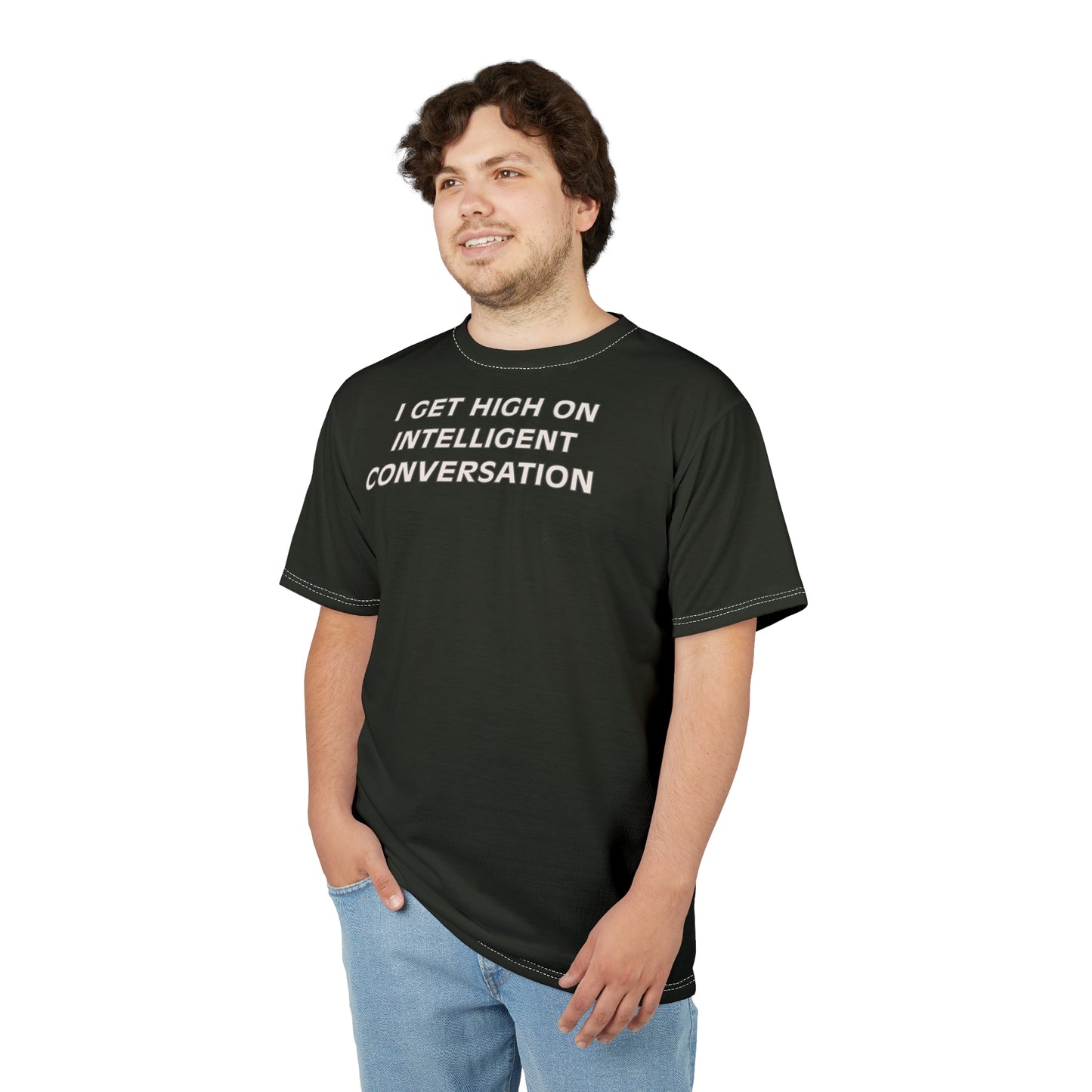 "Intelligent Conversation", Unisex T-shirt (Deep Foliage)