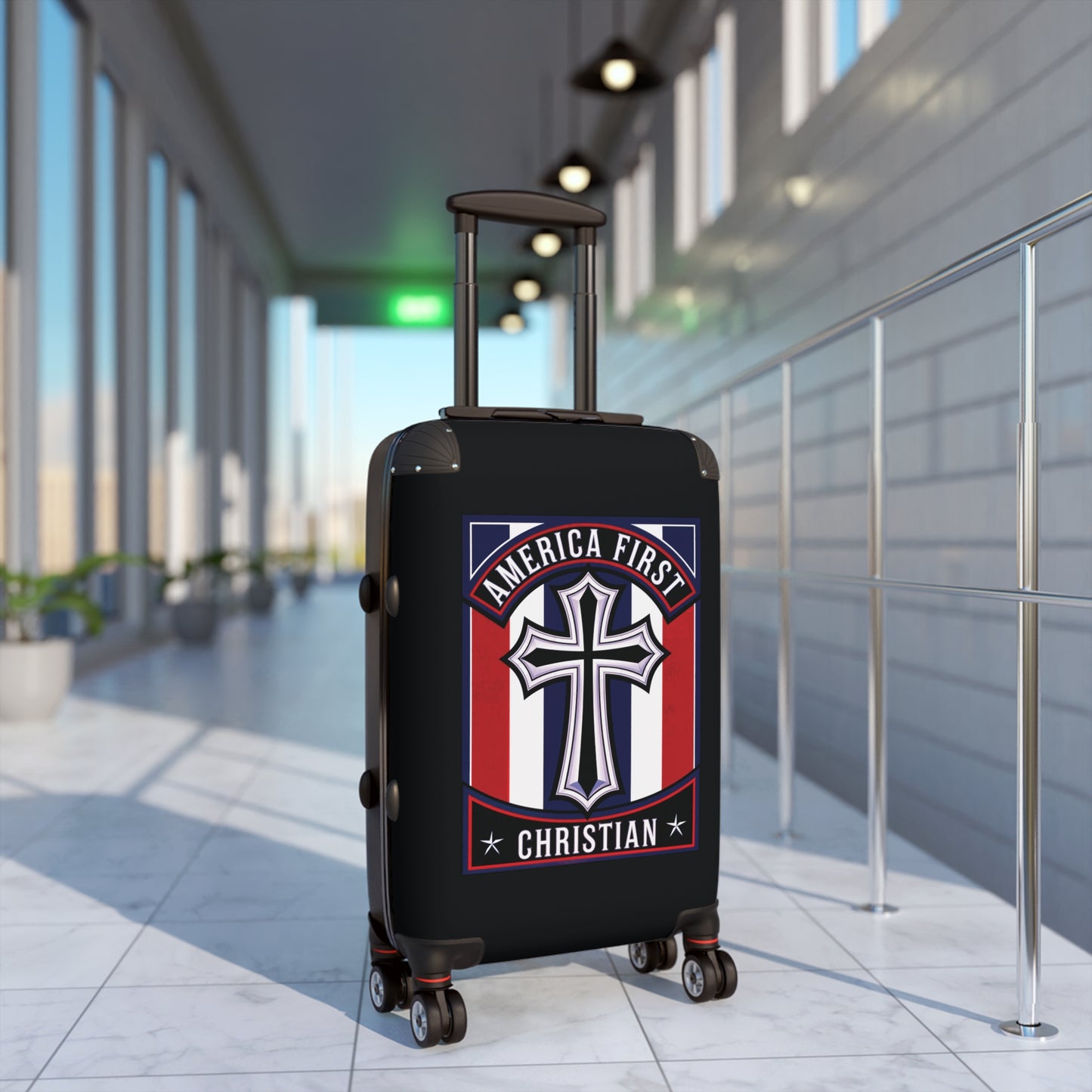 "America First Christian" Wall Art #11 Suitcases (Moonless Black)