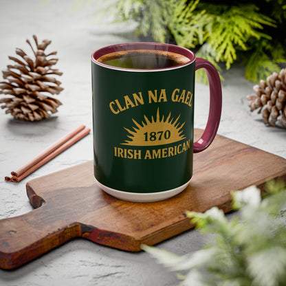 "Clan na Gael - Irish American", Colorful Mugs (11oz, 15oz) (Fenian Green)