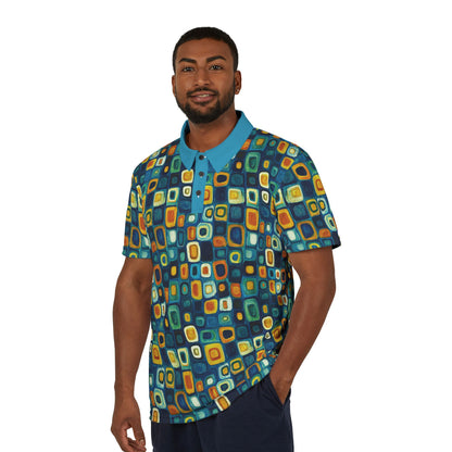 "Soul Mosaic", Unisex Polo Shirt (Turquoise Collar)