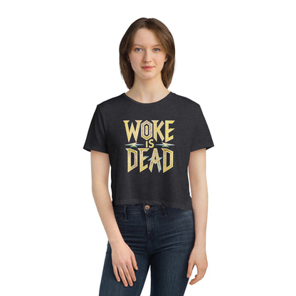 "Woke is Dead", Women's Flowy Cropped Tee