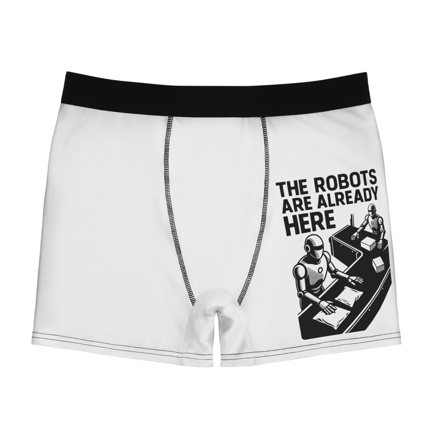 "The Robots Are Already Here", Men's Boxer Briefs (White)