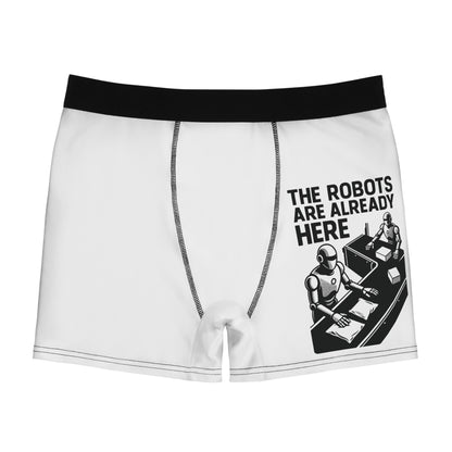 "The Robots Are Already Here", Men's Boxer Briefs (White)
