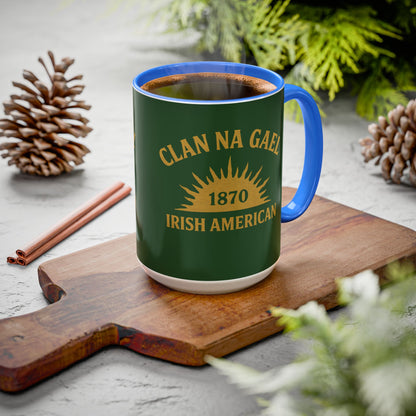 "Clan na Gael - Irish American", Colorful Mugs (11oz, 15oz) (Brithemain Green)