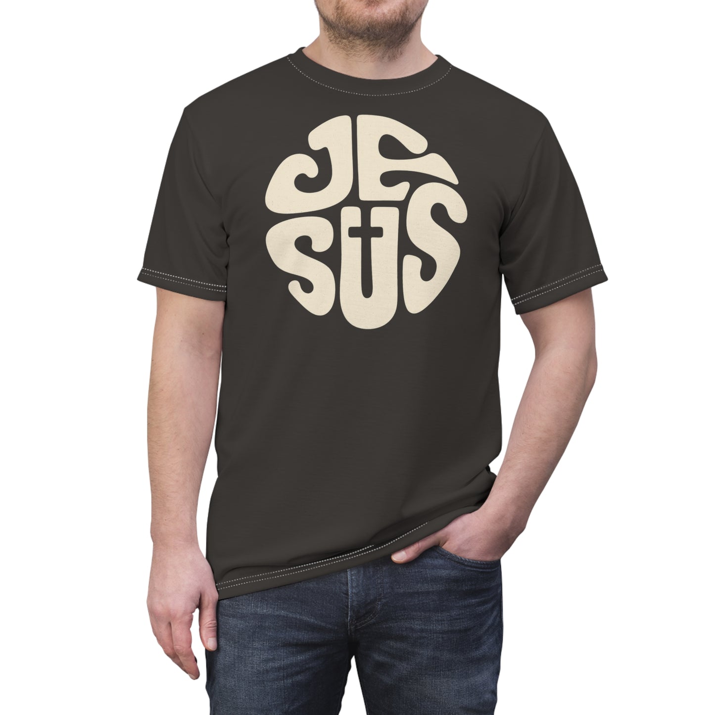"Retro Jesus", Unisex T-shirt (Desert Shadow)