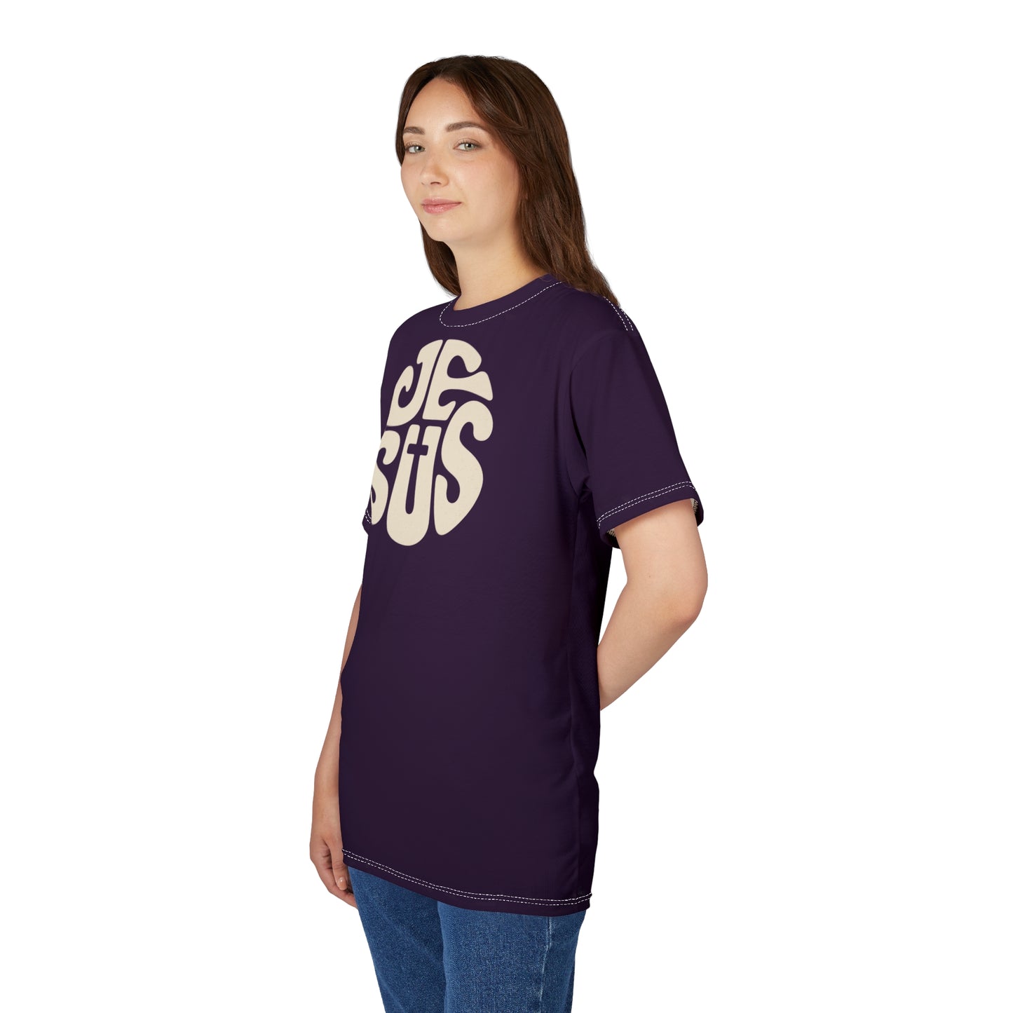 "Retro Jesus", Unisex T-shirt (Midnight Plum)