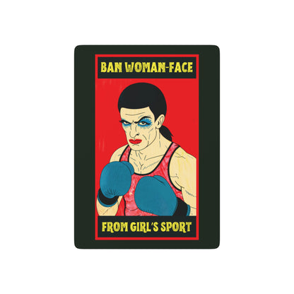 "Ban Woman-Face from Girl's Sport", Cultural Playing Cards (Blackstone Green)