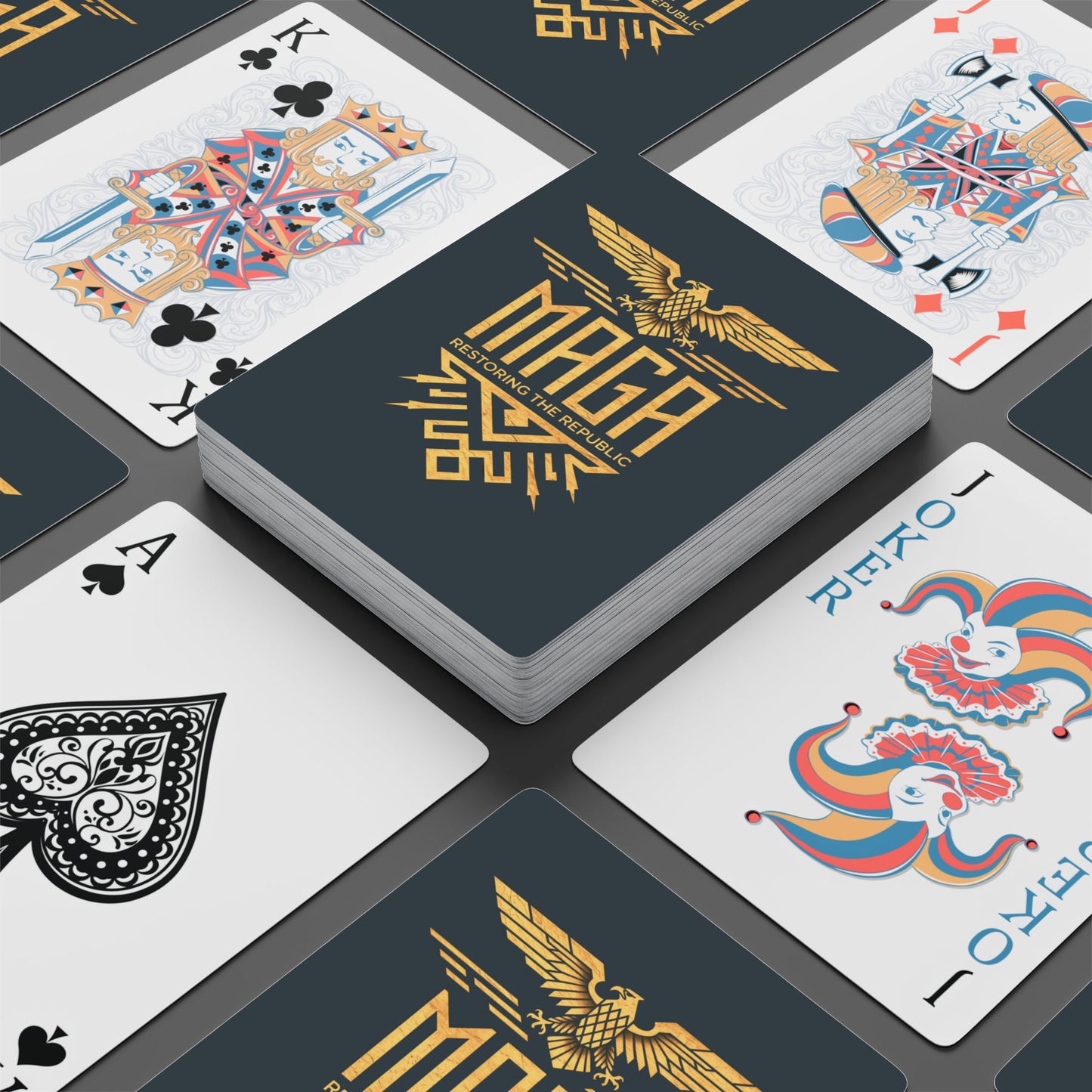 "MAGA Restoring the Republic" #02, Political Playing Cards (Charcoal)