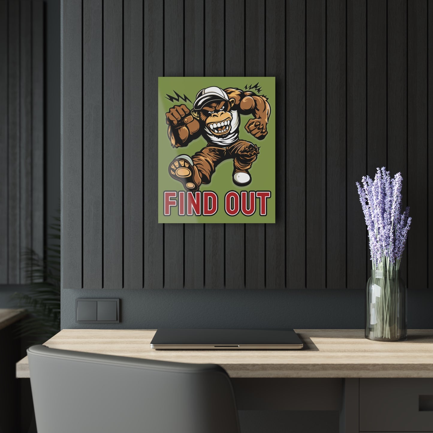 "Find Out", Acrylic Wall Prints (French Cleat Hanging) (Zombie Green)