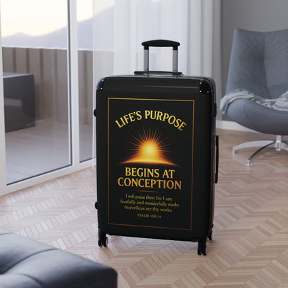 "Life's Purpose, Psalm 139:14", Suitcase (Righteous Black)