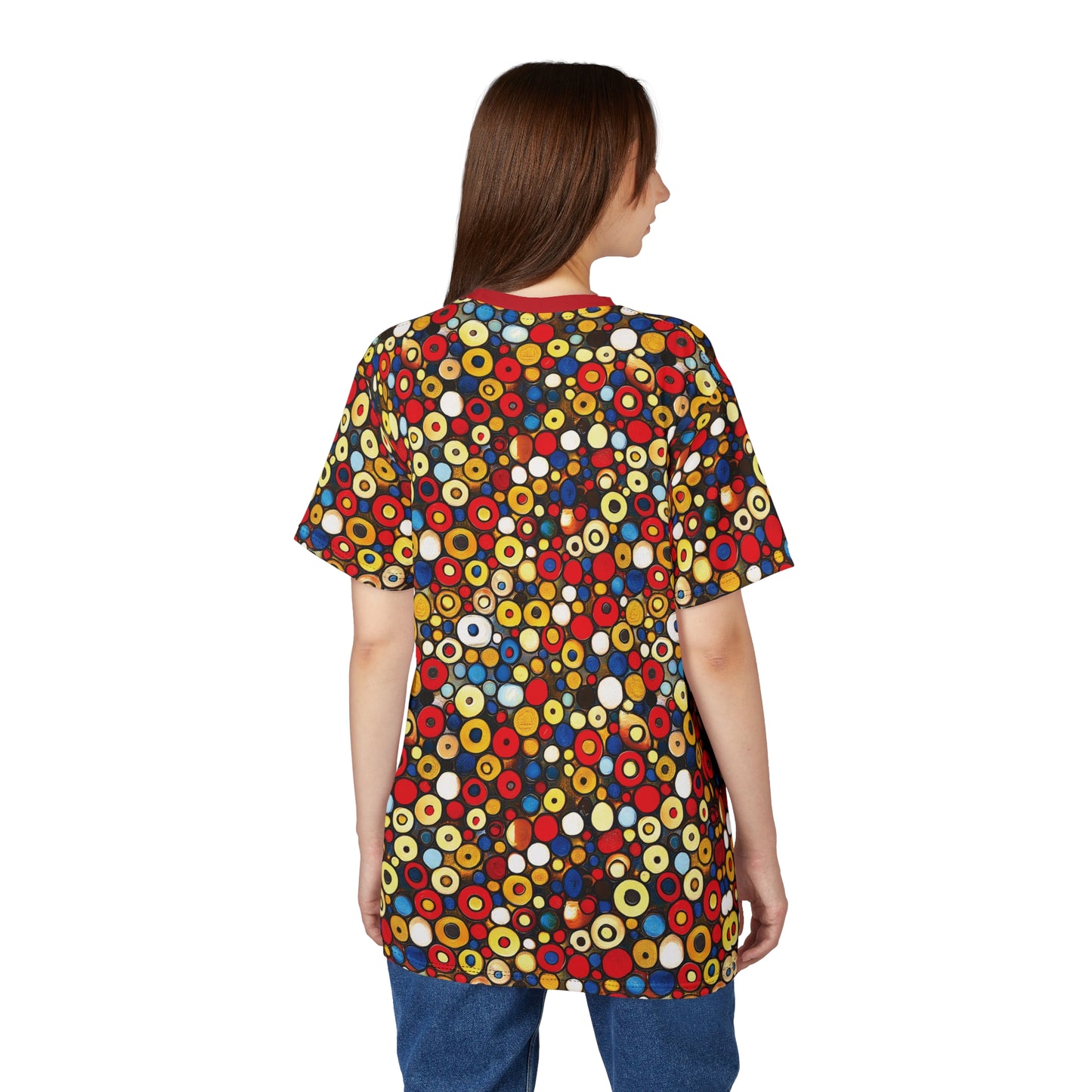 "Bits and Bobs", Unisex Tee (Flame Scarlet Collar)