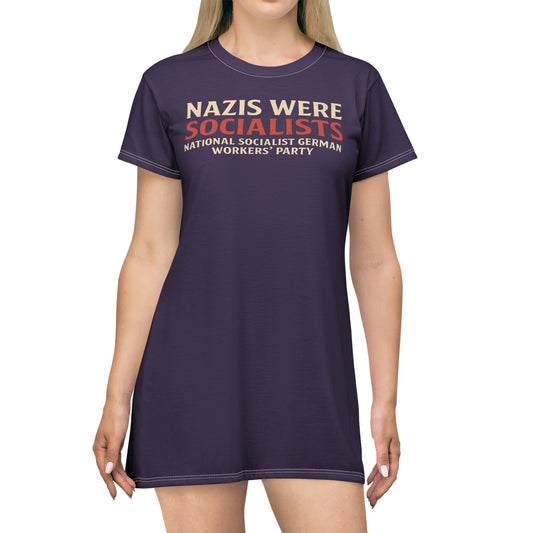 "Nazis were Socialists", T-Shirt Dress (Russian Violet)